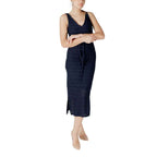 Vila Clothes Blue Recycled Polyester Midi