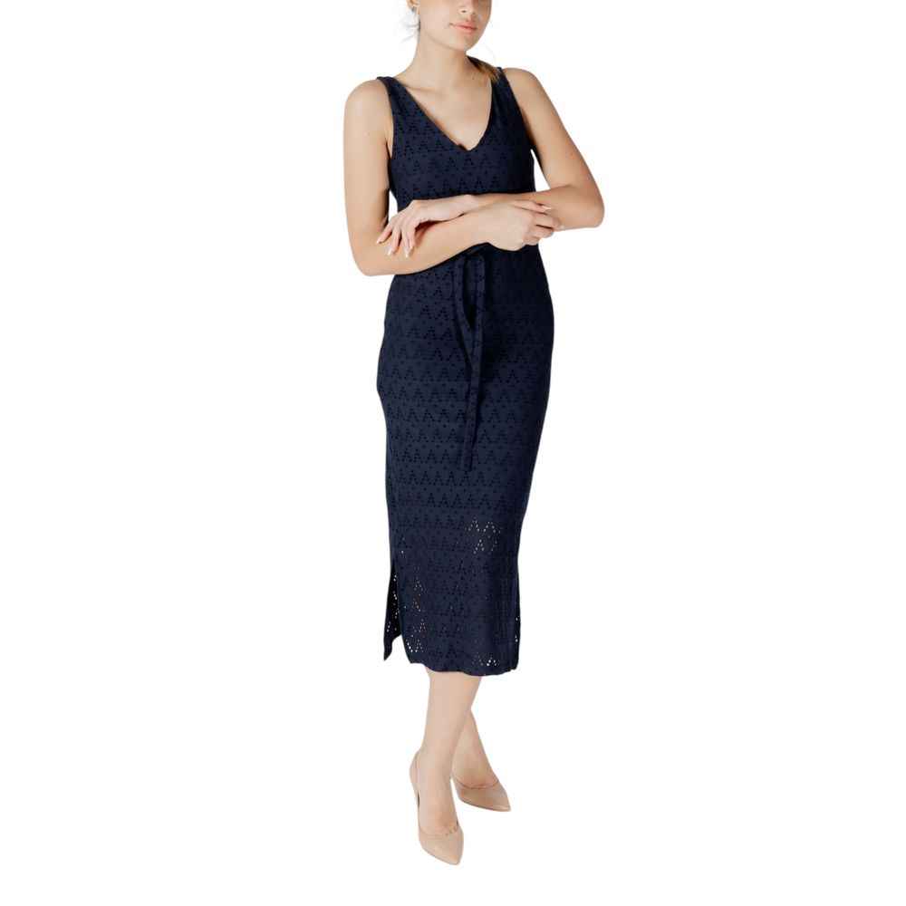 Vila Clothes Blue Recycled Polyester Midi