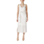 Vila Clothes Beige Recycled Polyester Midi Dress