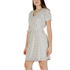 Vila Clothes Beige Recycled Polyester Short Dress