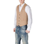 Gianni Lupo Beige Polyester Waistcoat