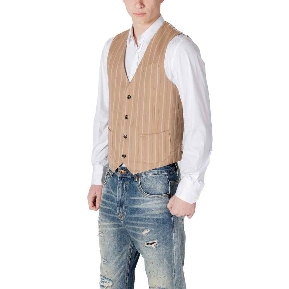 Gianni Lupo Beige Polyester Waistcoat