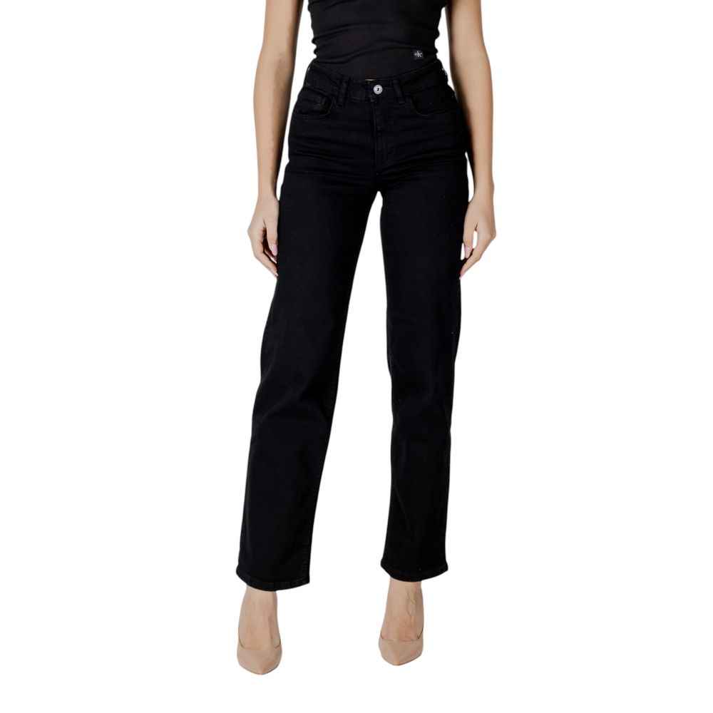 ICHI Black Cotton Relaxed Fit Jean
