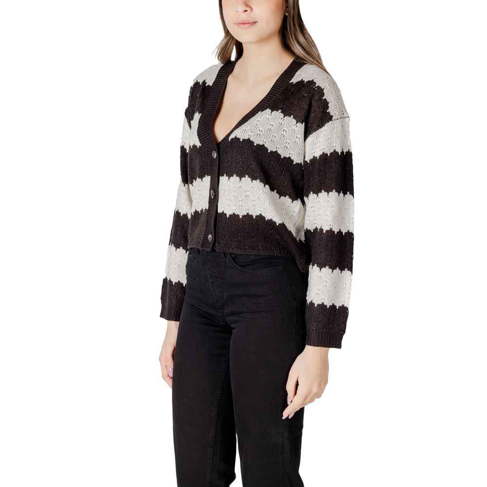 Jacqueline De Yong Black And White Marabou Cardigan