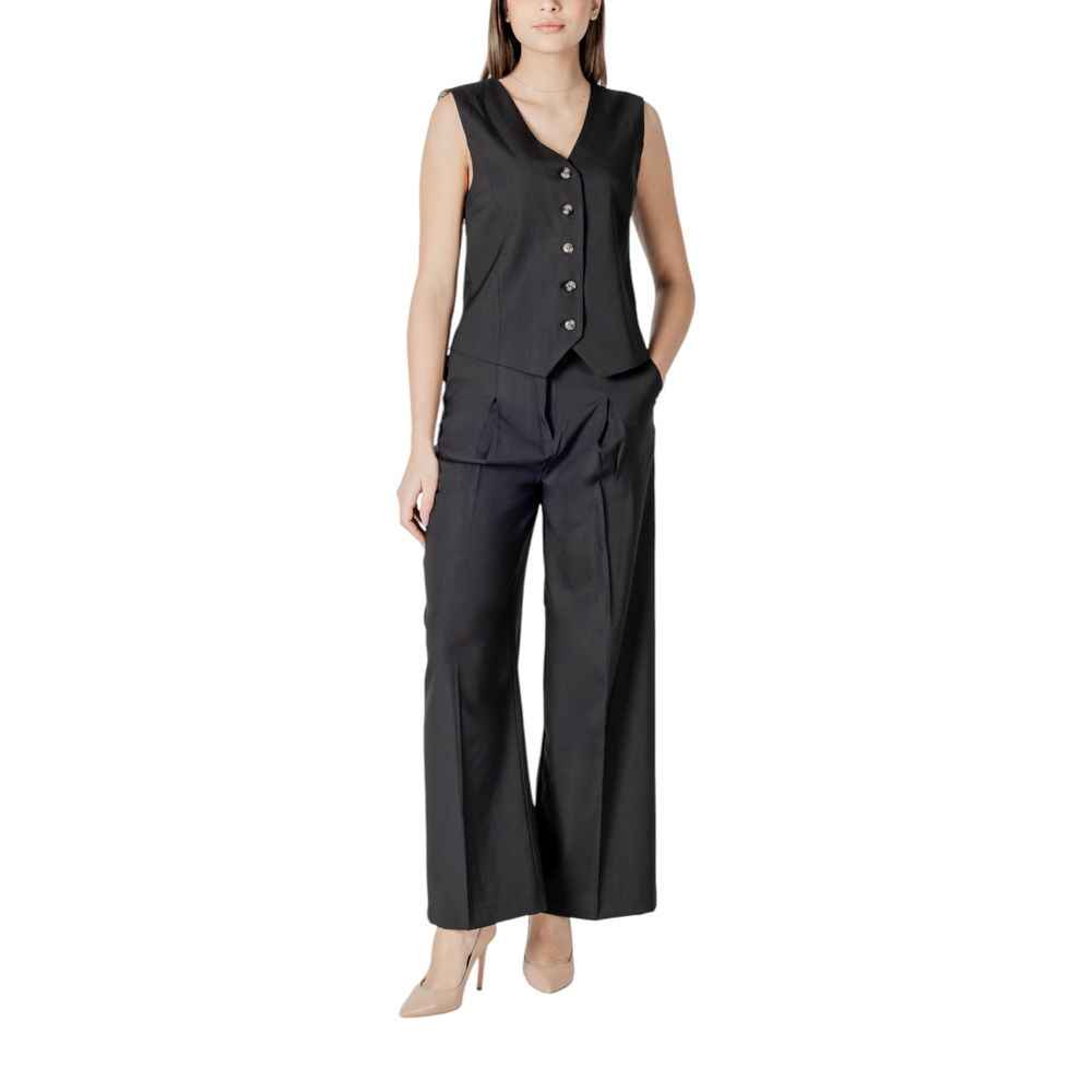 ICHI Black Polyester Pant
