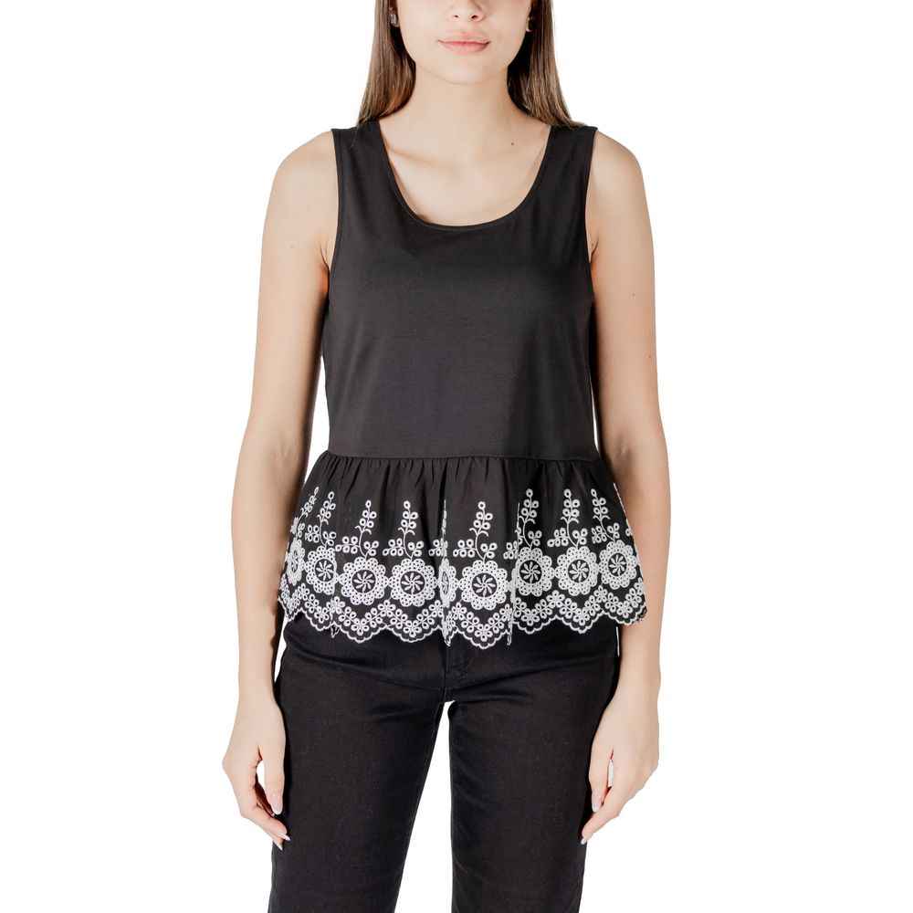 ICHI Black Cotton Tank Top