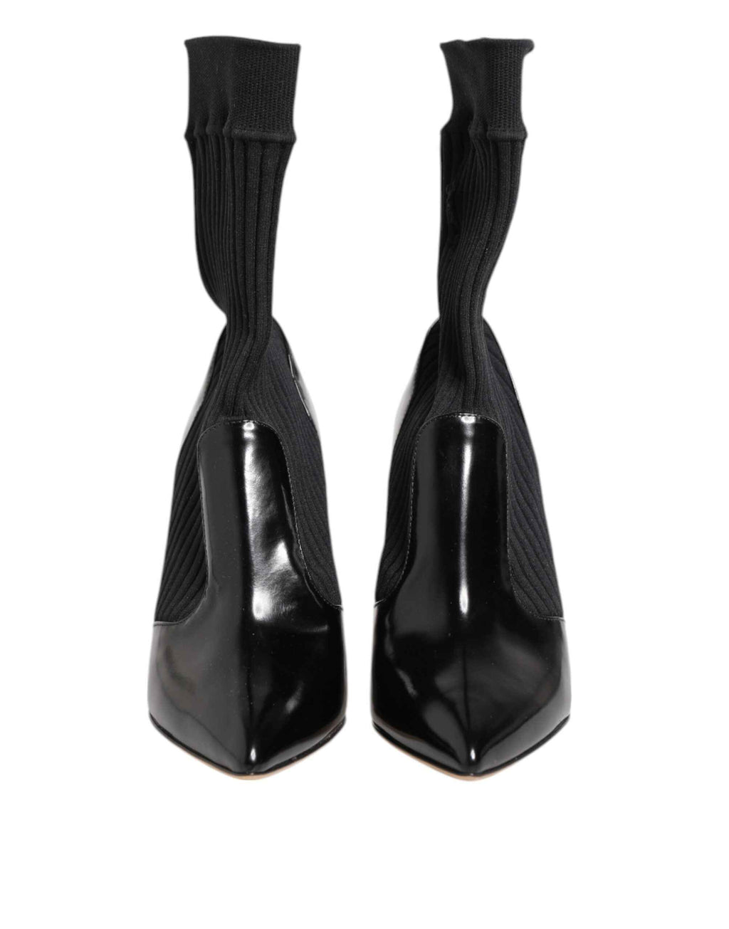 Dolce & Gabbana Black Stretch Stilettos Booties Socks Shoes