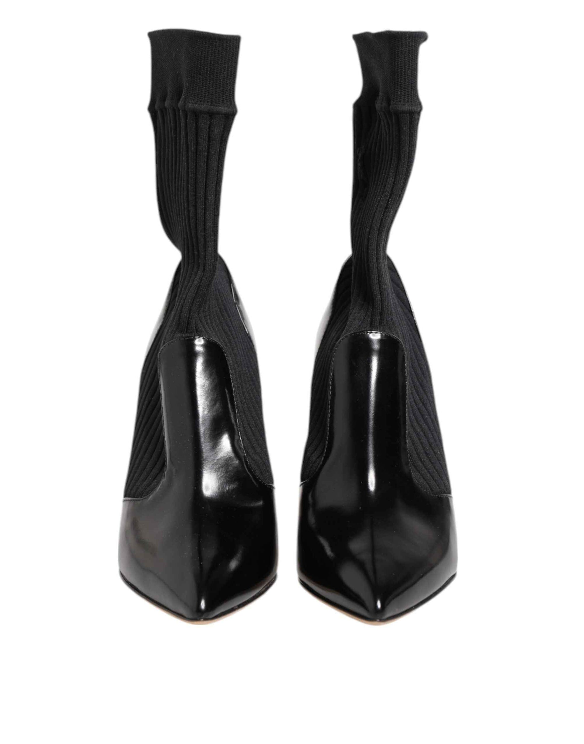 Dolce & Gabbana Black Stretch Stilettos Booties Socks Shoes