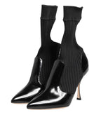 Dolce & Gabbana Black Stretch Stilettos Booties Socks Shoes