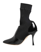 Dolce & Gabbana Black Stretch Stilettos Booties Socks Shoes
