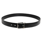 Dolce & Gabbana Black Calf Leather Silver Metal Buckle Belt