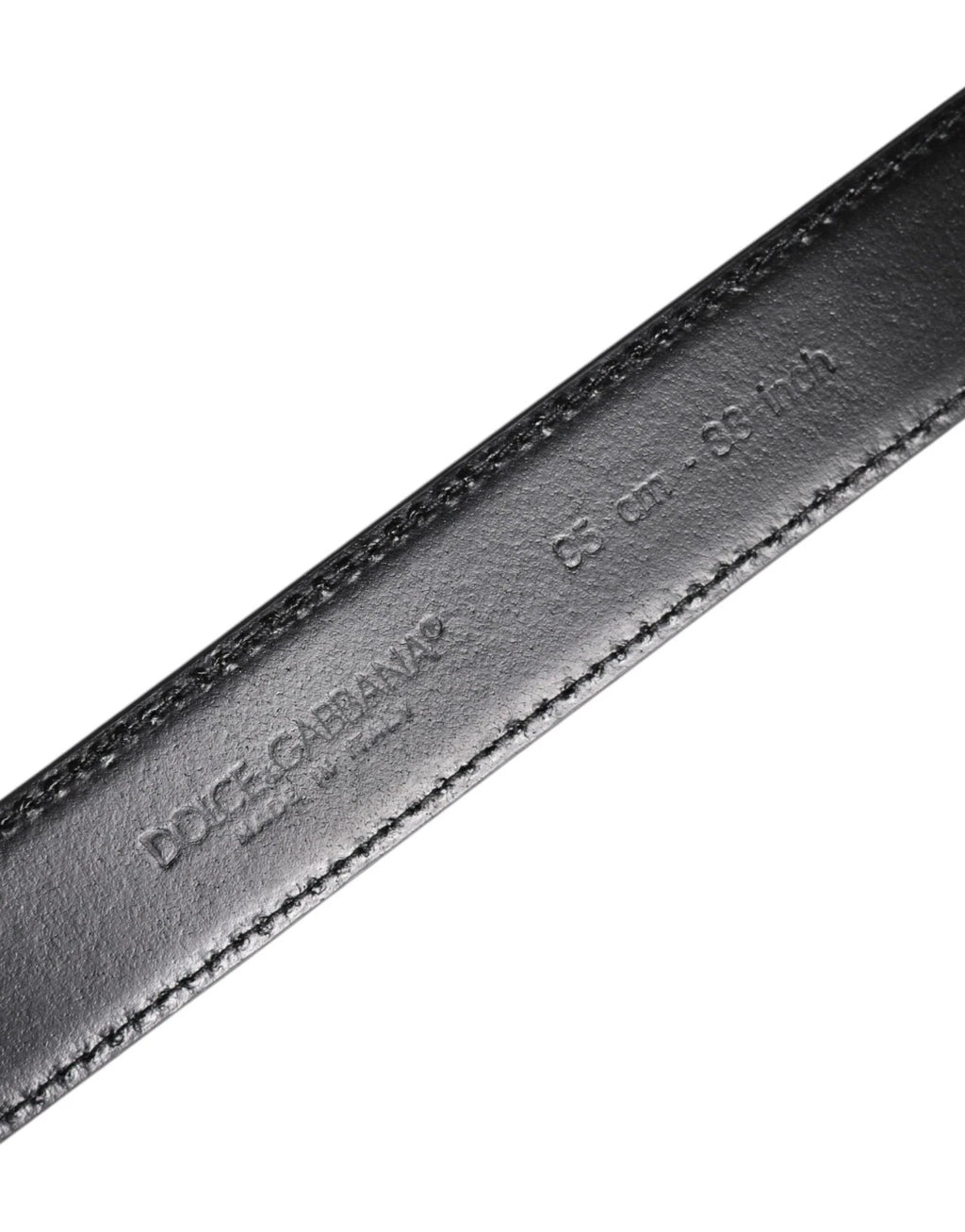 Dolce & Gabbana Black Calf Leather Silver Metal Buckle Belt