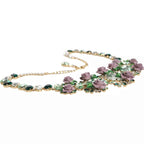 Dolce & Gabbana Gold Brass Link Chain Rose Petal Crystal Necklace