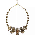 Dolce & Gabbana Gold Brass Link Chain Rose Petal Crystal Necklace