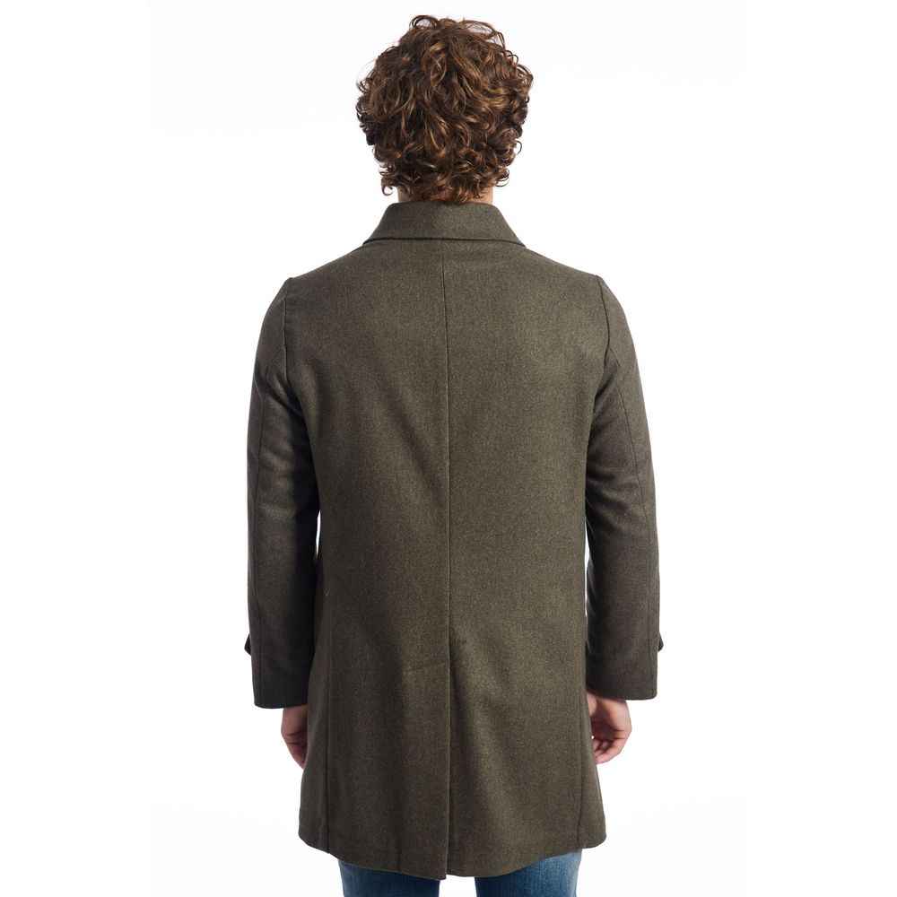 Roberto Pepe Luxury Green Wool Coat