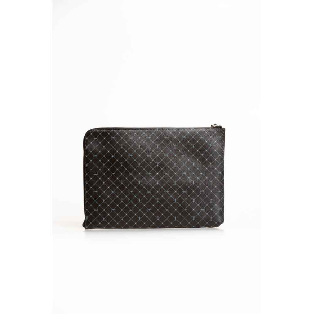 Trussardi Black Leather Clutch Bag