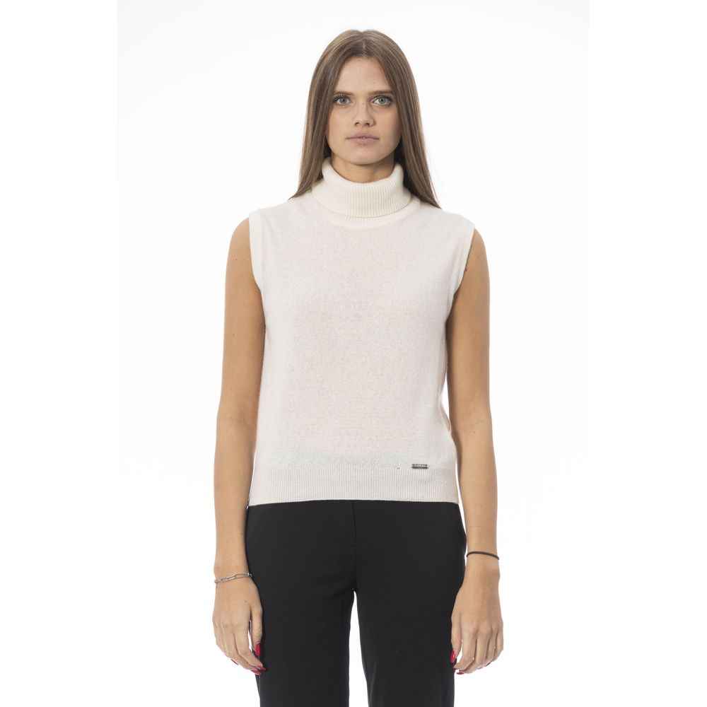 Baldinini Trend White Wool Sleeveles