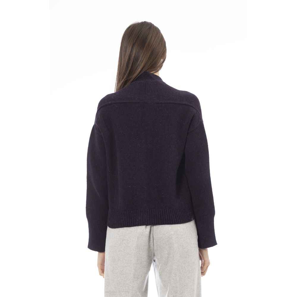 Alpha Studio Purple Merino Wool Cardigan