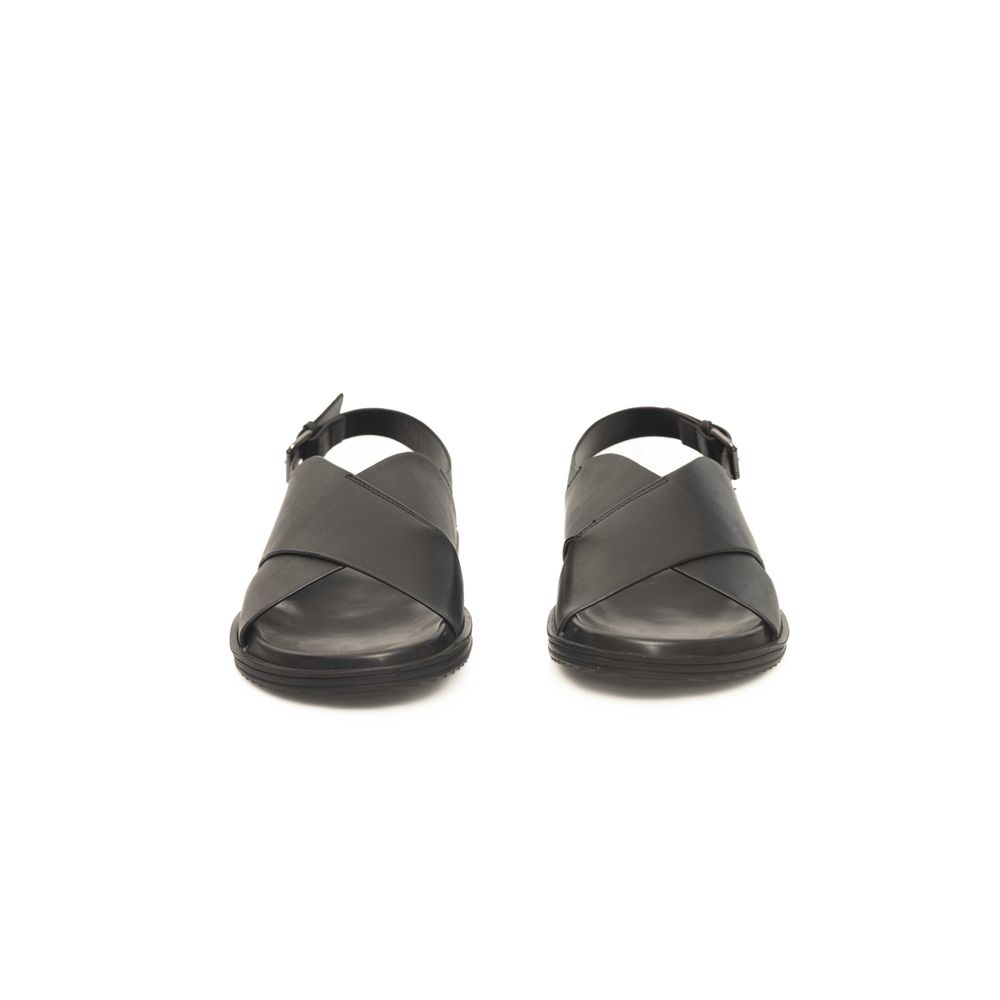 Cerruti 1881 Black Leather Men Sandal