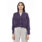 Alpha Studio Purple Merino Wool Cardigan