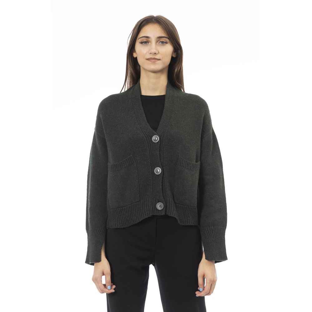 Alpha Studio Gray Merino Wool Cardigan