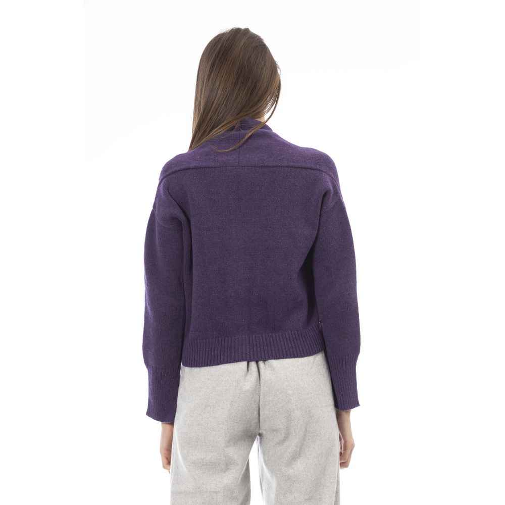 Alpha Studio Purple Merino Wool Cardigan