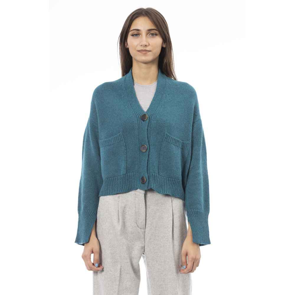 Alpha Studio Teal Merino Wool Cardigan