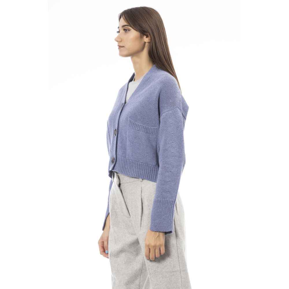 Alpha Studio Light Blue Merino Wool Cardigan
