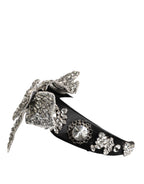Dolce & Gabbana Black Hair Flower Crystal LIMONI Women Headband Diadem