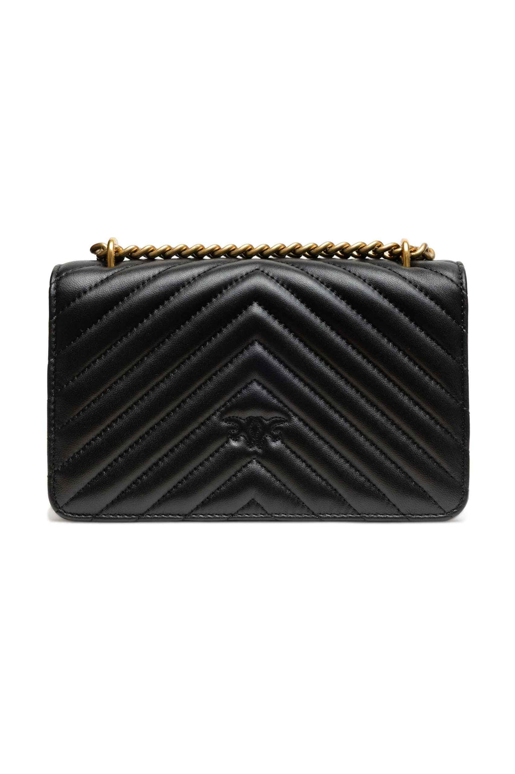 PINKO Black Leather Love One Mini Shoulder Bag