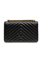 PINKO Black Leather Love One Mini Shoulder Bag