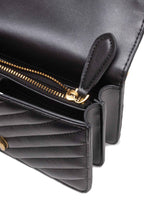 PINKO Black Leather Love One Mini Shoulder Bag