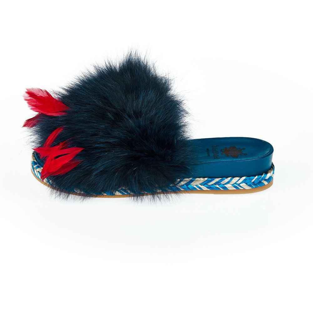Mr&Mrs Italy Blue Lamb Leather Women Sandal