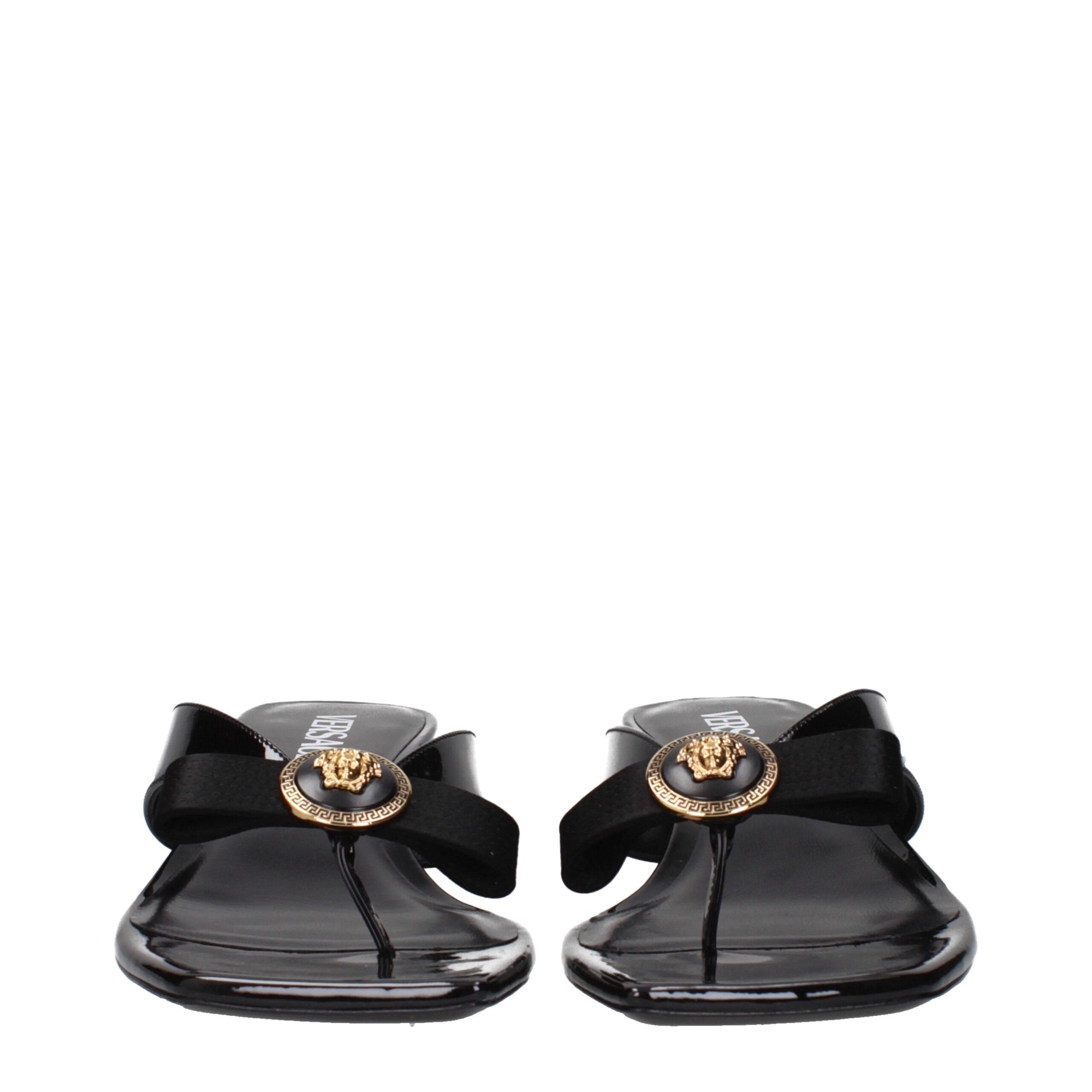 Versace Black Leather Stiletto Heel Sandals