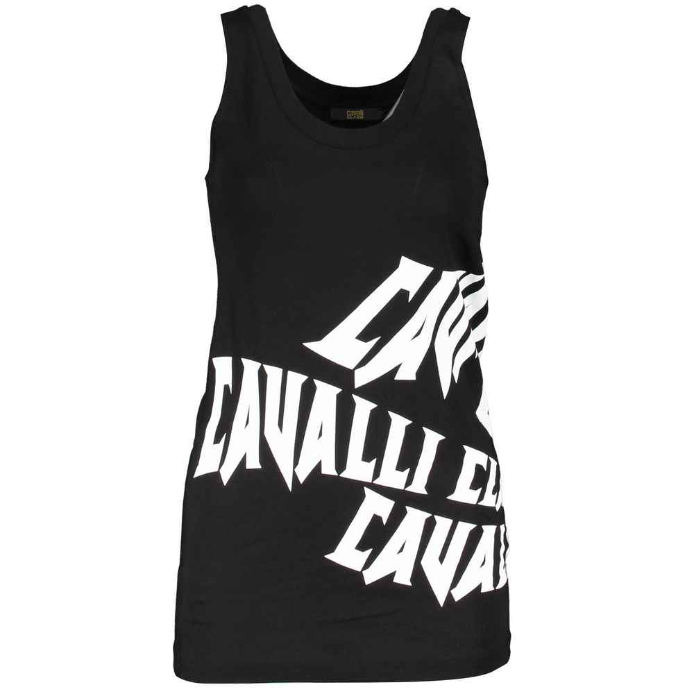 Cavalli Class Black Cotton Tank Top