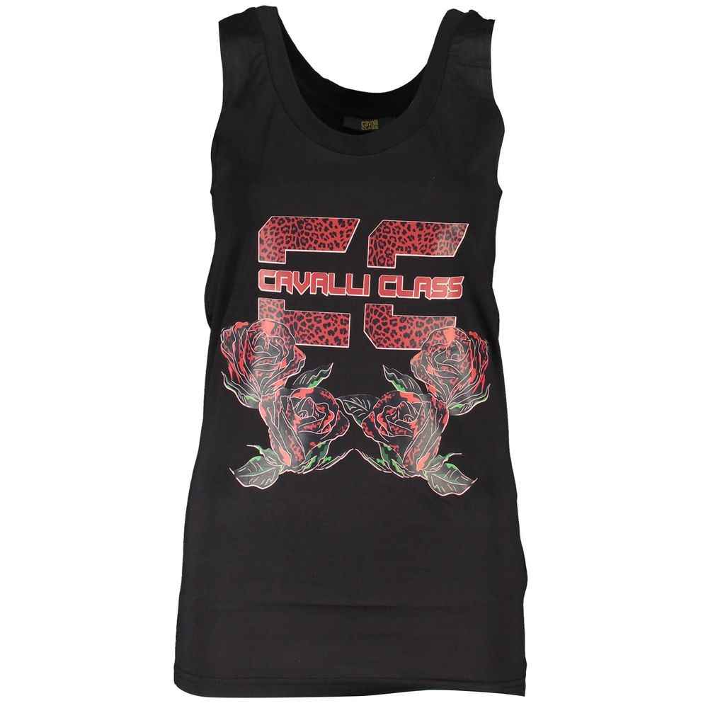 Cavalli Class Black Cotton Tank Top