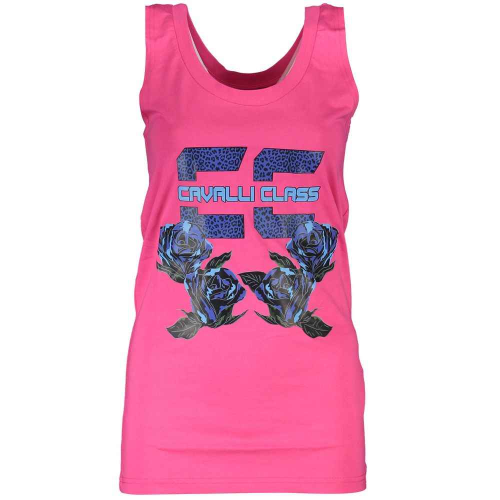 Cavalli Class Pink Cotton Tank Top