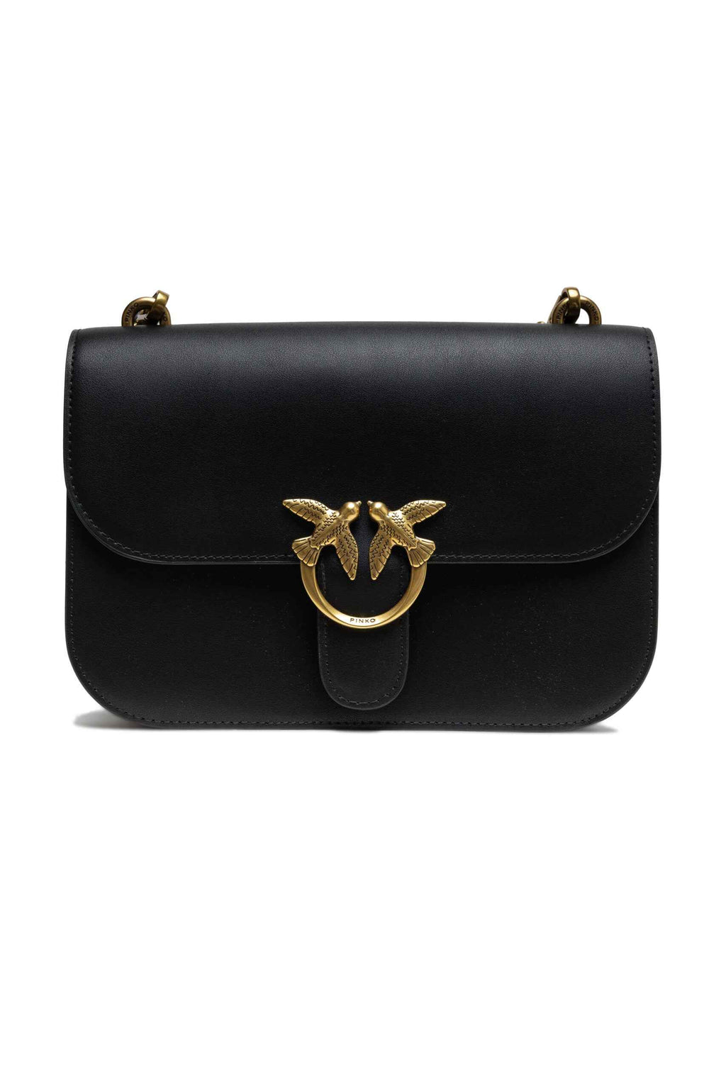PINKO Black Leather Love Bell Classic Shoulder Bag