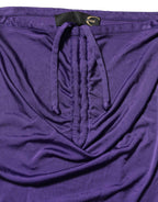 Cavalli Class Purple Viscose Elastane Strapless Bodycon Dress