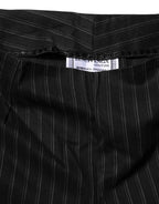 BENCIVENGA Black Wool Blend Pinstripe Straight Leg Pants