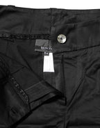 BENCIVENGA Black Cotton Blend Cropped Straight Leg Pants