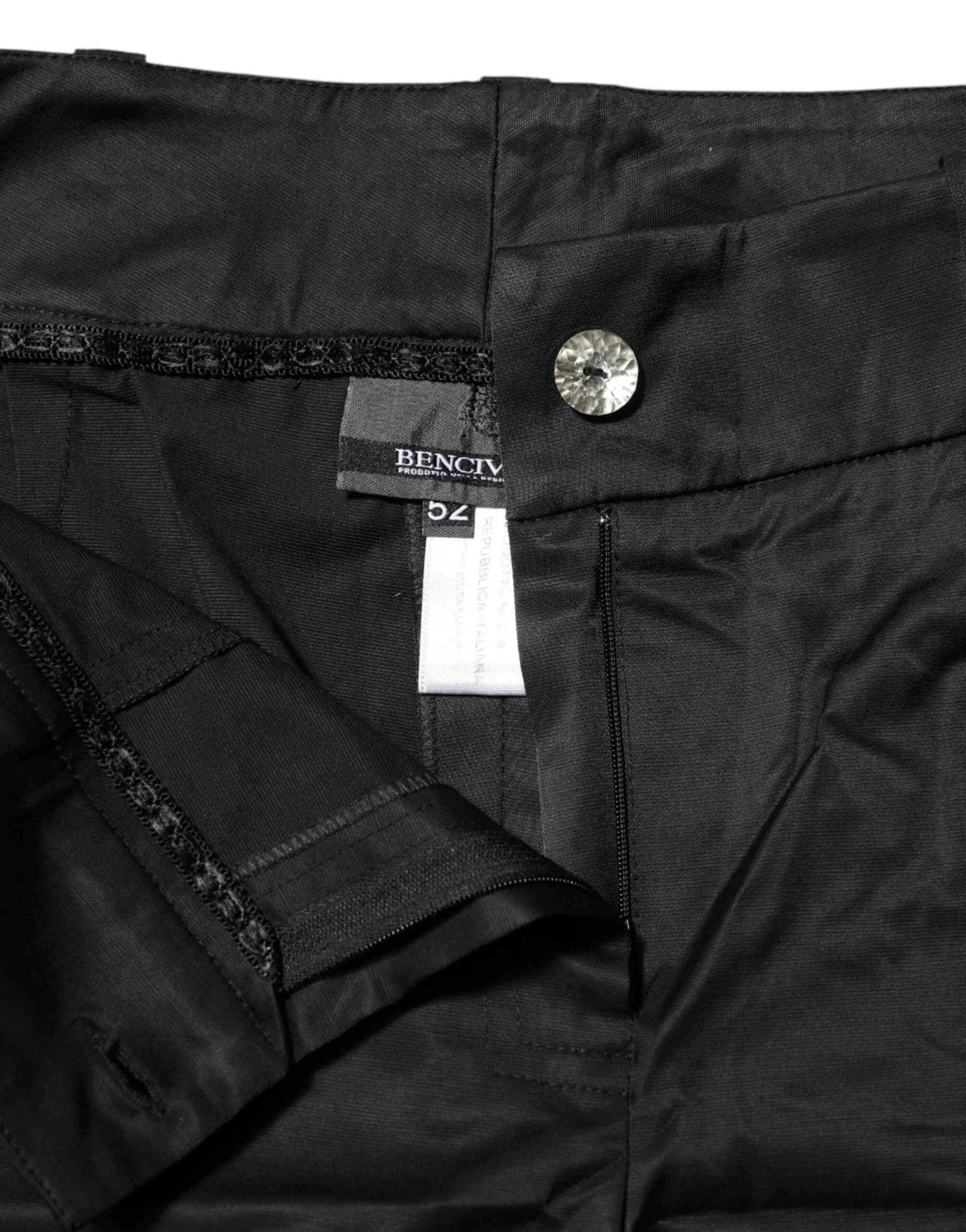 BENCIVENGA Black Cotton Blend Cropped Straight Leg Pants