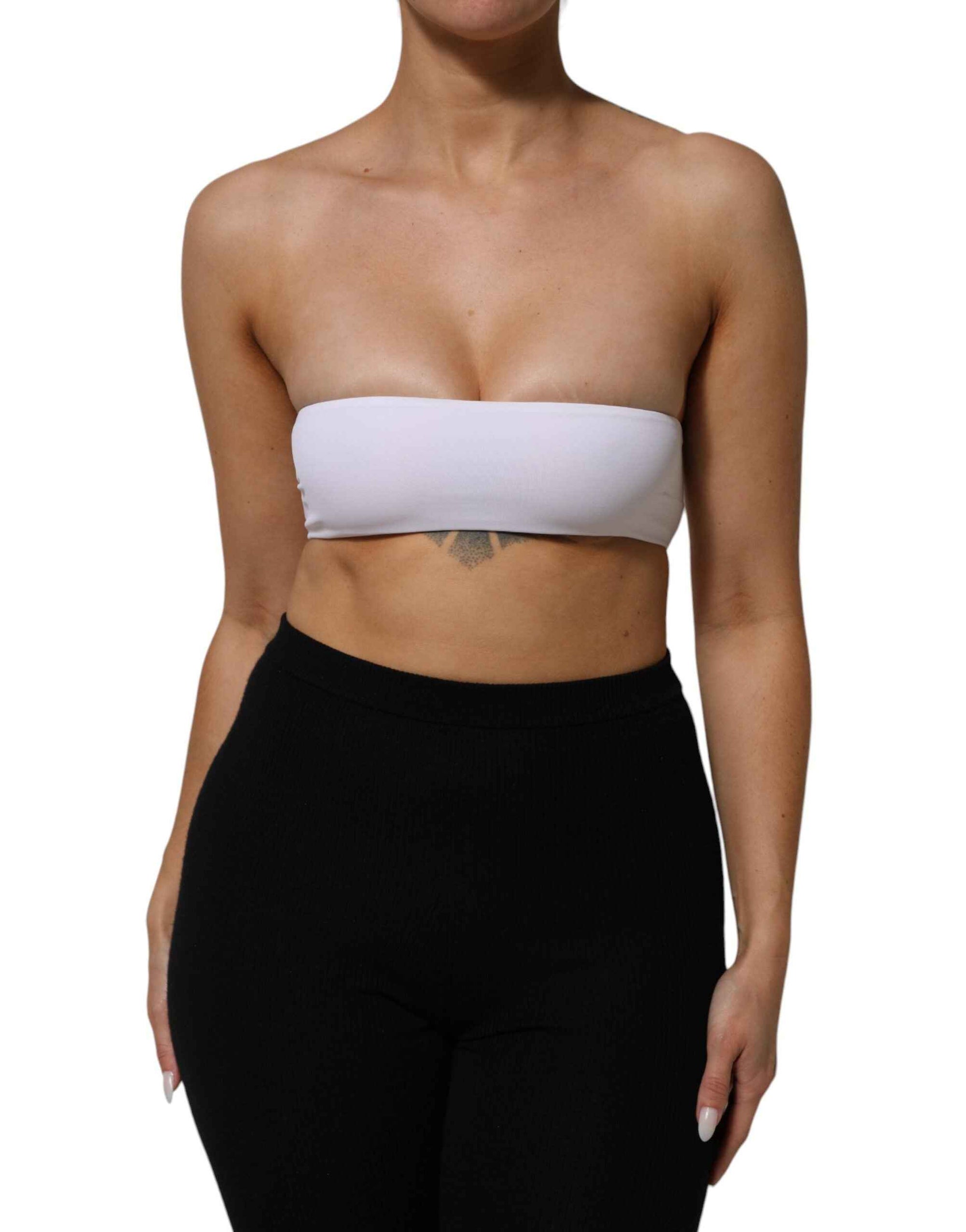 Dolce & Gabbana White Nylon Blend Bandeau Strapless Tube Top