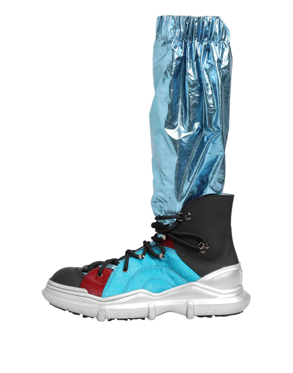 Dolce & Gabbana Blue Lace Up Over The Knee Socks Men Boots Shoes