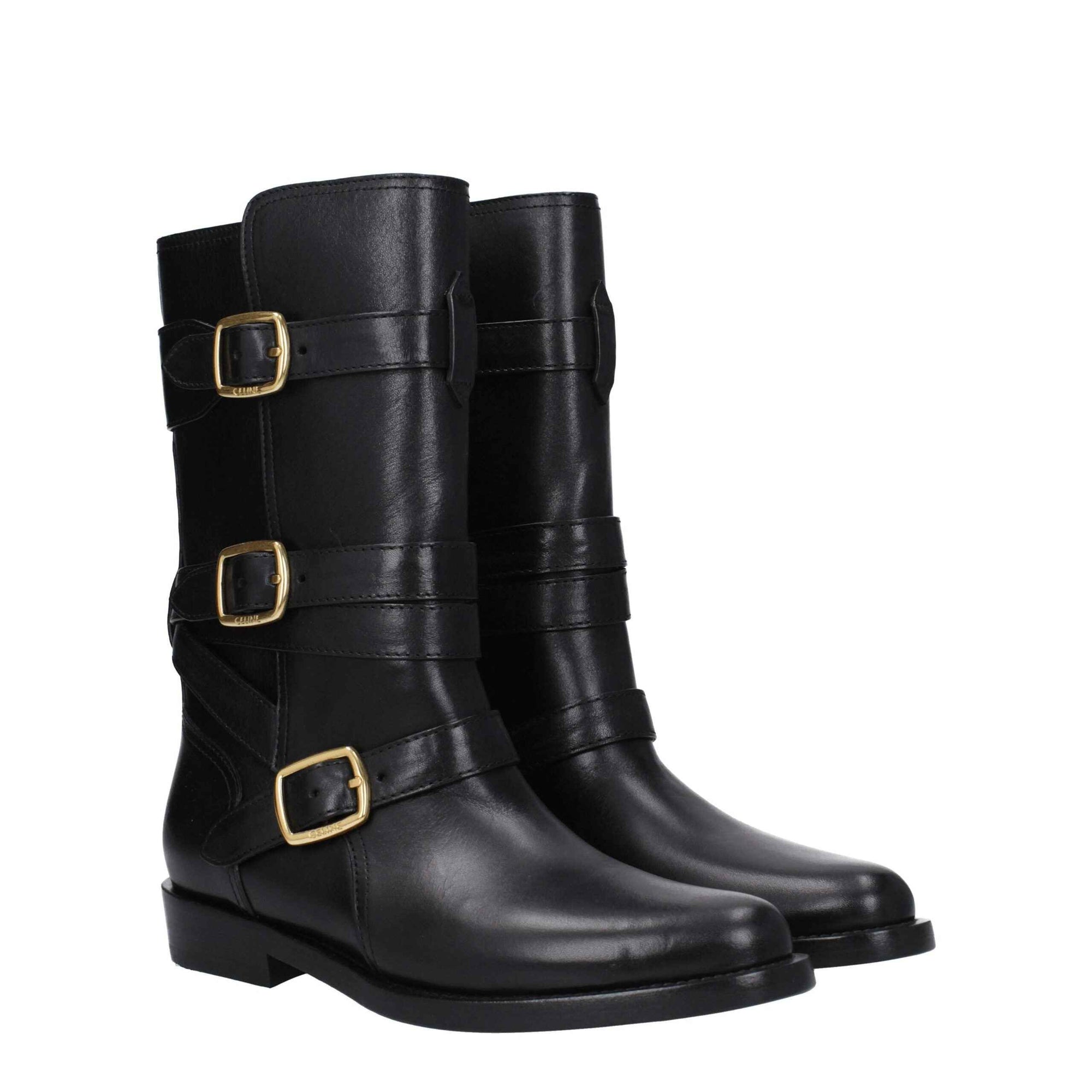 Celine Black Leather Boots