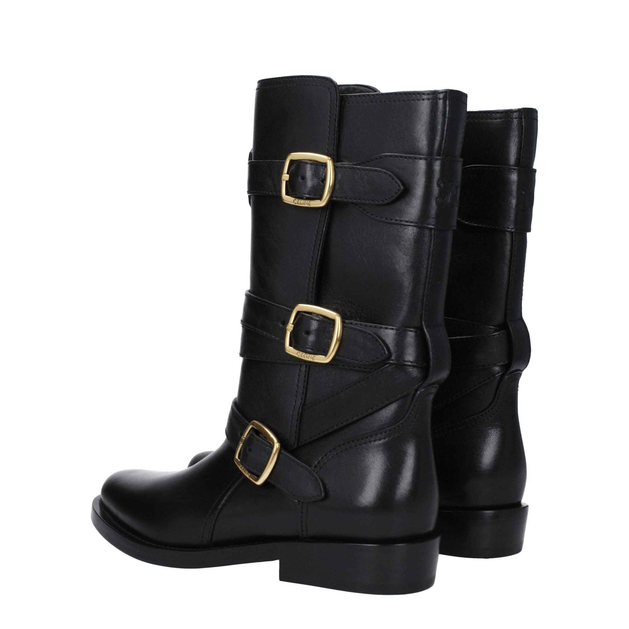 Celine Black Leather Boots