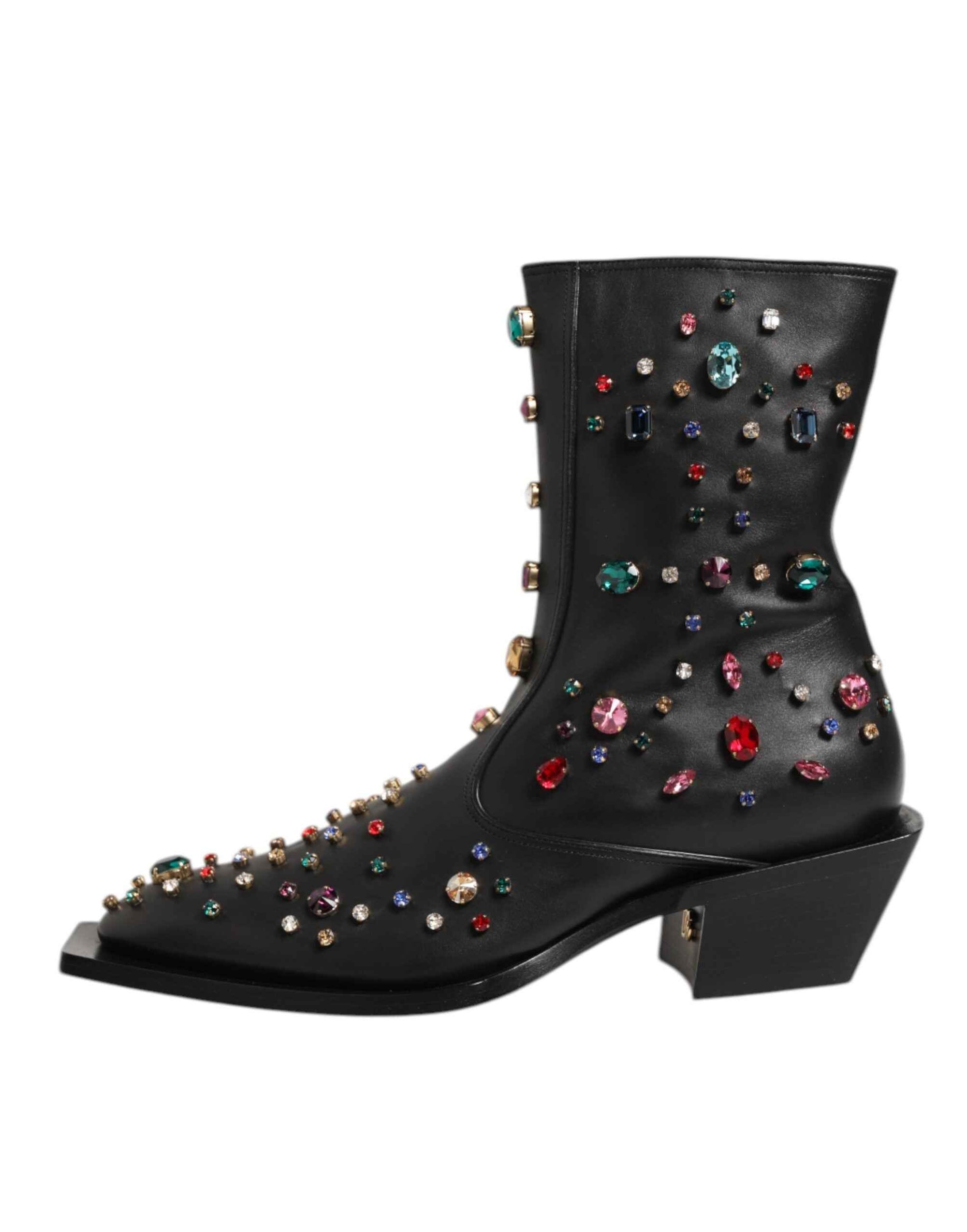 Dolce & Gabbana Black Crystal Embellished Men Short Boots Shoes