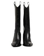 Dolce & Gabbana Black Leather Over The Calf Biker Boots Shoes