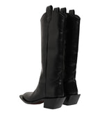 Dolce & Gabbana Black Leather Over The Calf Biker Boots Shoes