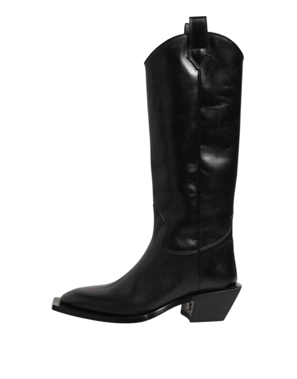 Dolce & Gabbana Black Leather Over The Calf Biker Boots Shoes